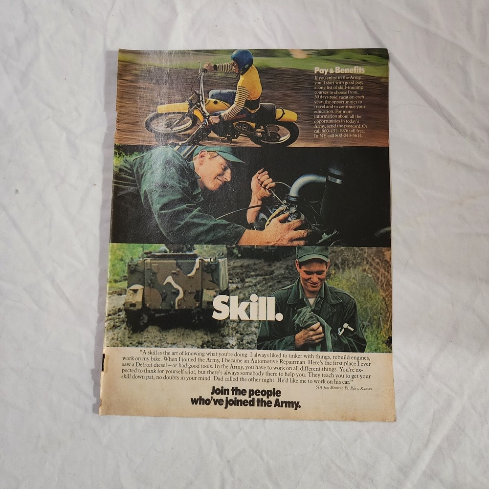 Vintage 1977 US Army Jim Meinzer General Electric Tony Yee Print Ad 8x10